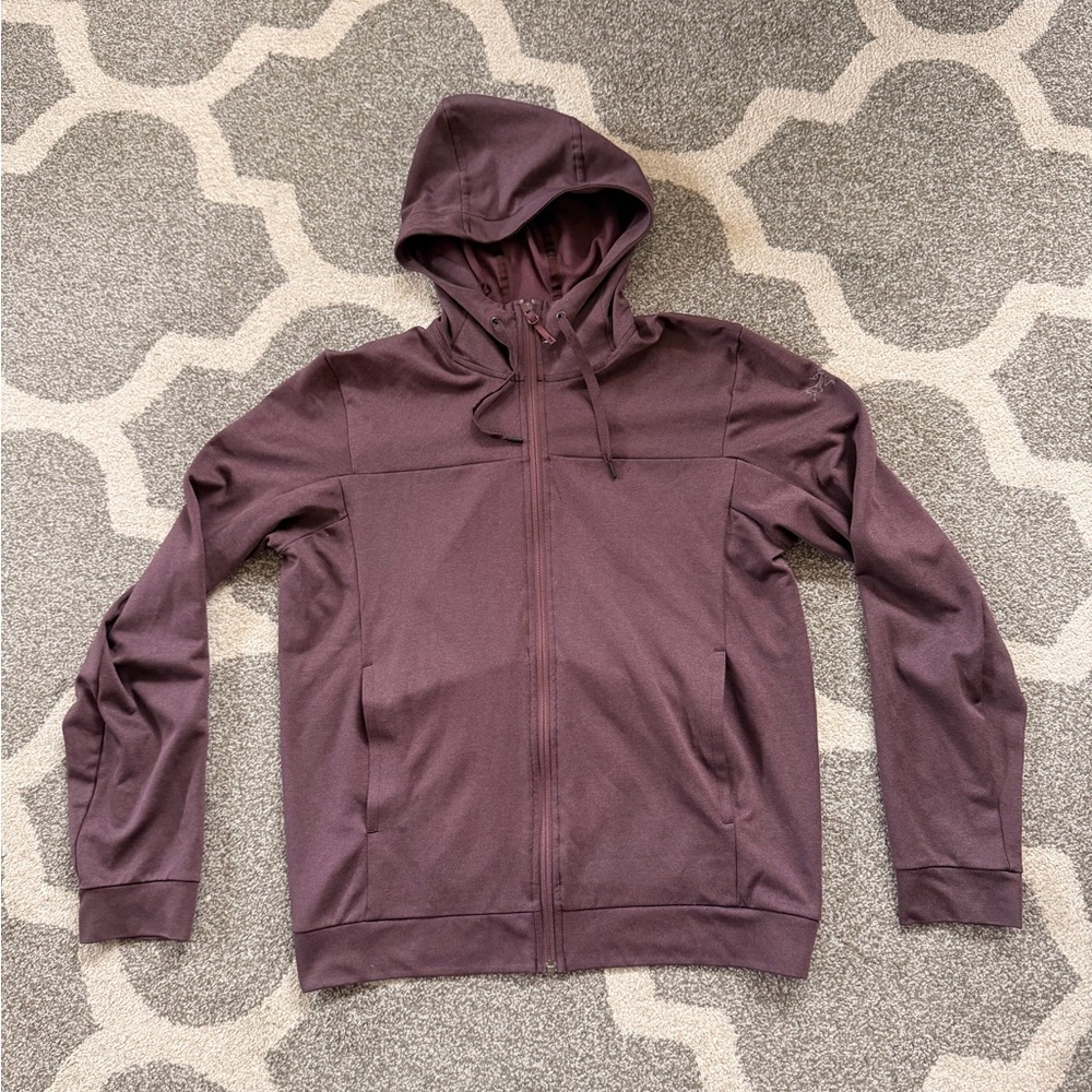 Arcteryx Men's Slocan Full Zip Hooded jacket Kingwood size Medium - maroon red